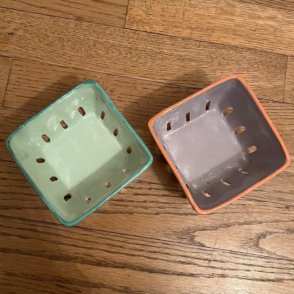 Anthropologie Stoneware Berry Boxes - set of 2 - new